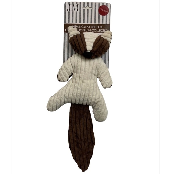 Plush Dog Toy Squeaky Crinkle Corduroy Hemingway the Fox Brown Tan 17 in - Picture 1 of 12